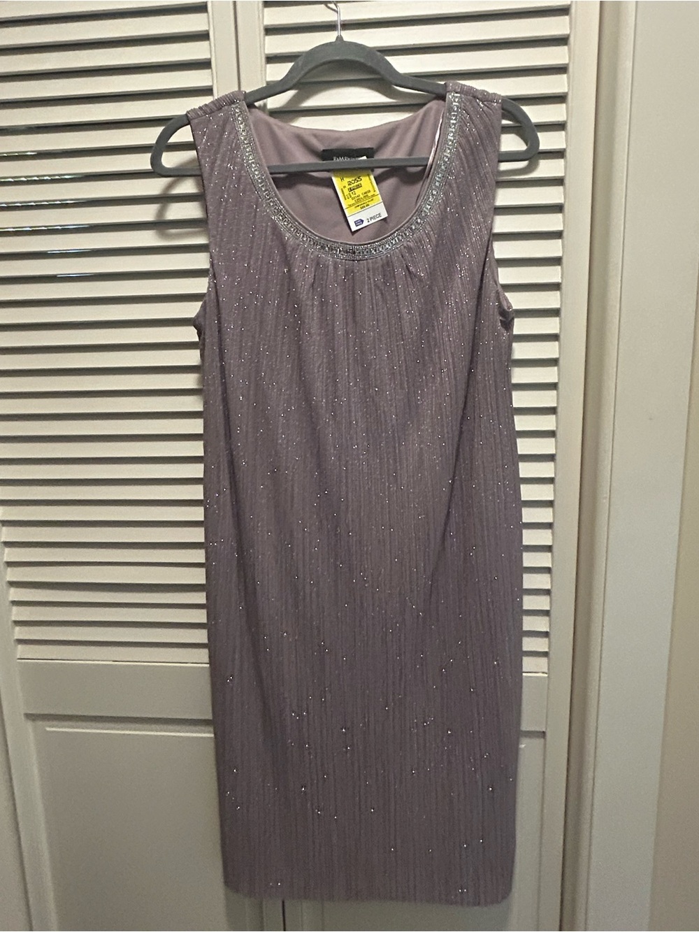 R&M Richards Mauve Sleeveless Beaded Midi Dress with Cover